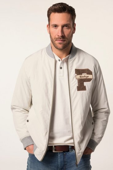 JP1880 836786 Giacca college con stemma Bianco panna - Giubbotti - Giubbotti Uomo Taglie Forti
