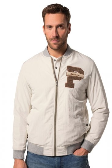 JP1880 836786 Giacca college con stemma Bianco panna - Giubbotti - Giubbotti Uomo Taglie Forti