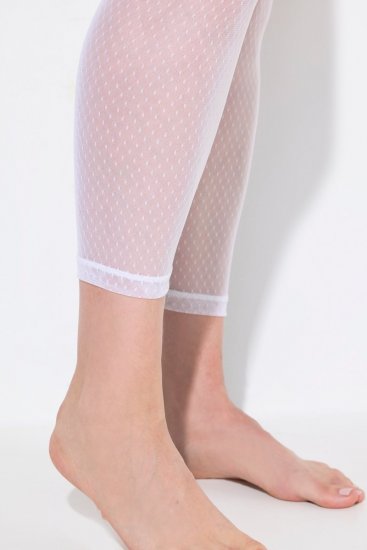 Ulla Popken 836800 Collant senza piede a pois Bianco - Collant & calzini - 