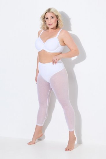 Ulla Popken 836800 Collant senza piede a pois Bianco - Collant & calzini - 