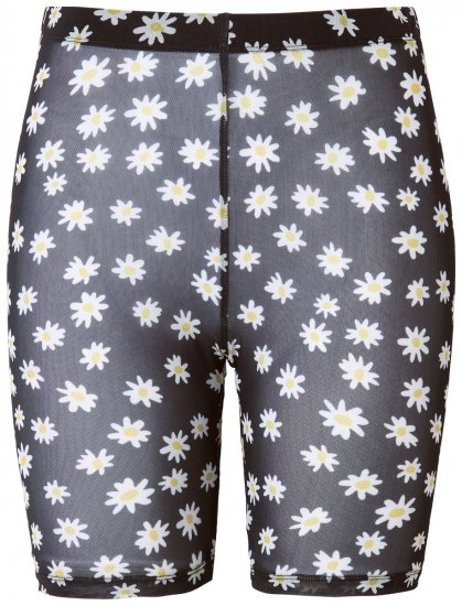 Ulla Popken 836803 Pantaloncini anti-sfregamento a fiori Nero - Pantaloncini anti-sfregamento - 