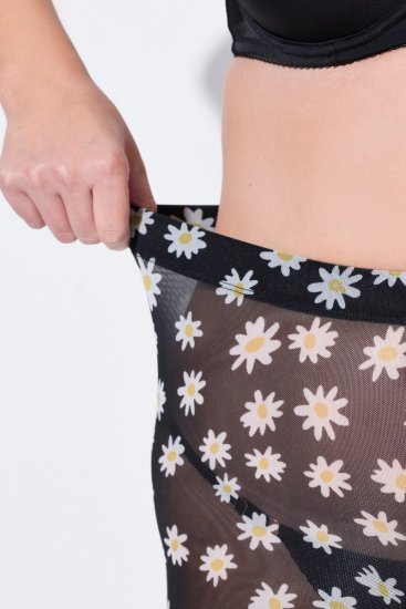 Ulla Popken 836803 Pantaloncini anti-sfregamento a fiori Nero - Pantaloncini anti-sfregamento - 