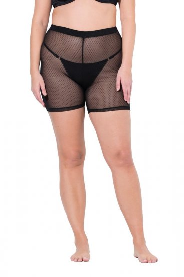 Ulla Popken 836805 Pantaloncini anti-sfregamento a pois Nero - Pantaloncini anti-sfregamento - 