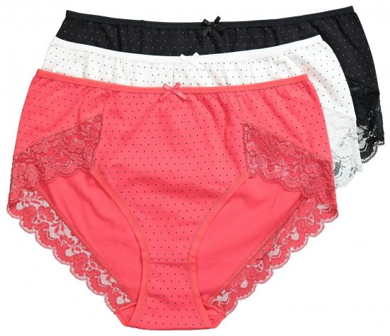 Ulla Popken 837080 Slip a vita alta con pizzo confezione da 3 Rosa - Slip - 