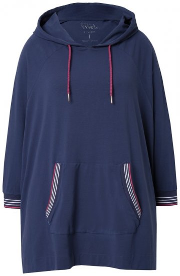 Ulla Popken 837190 Poncho lounge con cappuccio Viola scuro - Pigiami/Loungewear - 