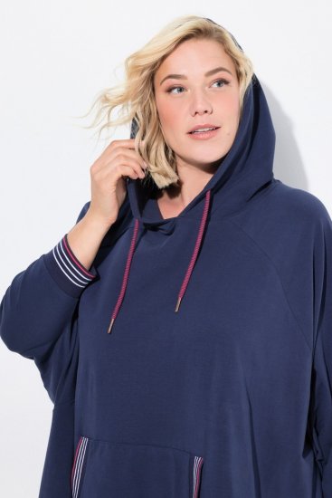 Ulla Popken 837190 Poncho lounge con cappuccio Viola scuro - Pigiami/Loungewear - 