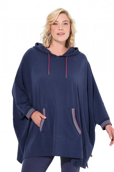 Ulla Popken 837190 Poncho lounge con cappuccio Viola scuro - Pigiami/Loungewear - 