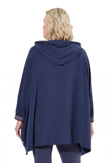 Ulla Popken 837190 Poncho lounge con cappuccio Viola scuro - Pigiami/Loungewear - 