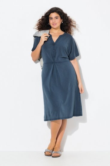 Ulla Popken 837403 Abito in jersey a maniche corte Blu scuro - Abiti in jersey - 