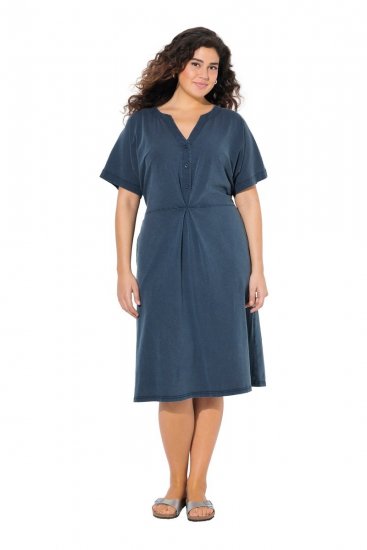 Ulla Popken 837403 Abito in jersey a maniche corte Blu scuro - Abiti in jersey - 