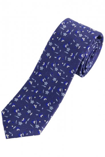 JP1880 837692 Cravatta in seta a fiori extra lunga Blu scuro - Cravatte e papillon - 