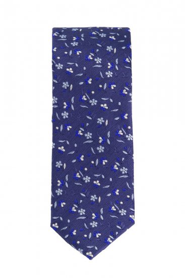 JP1880 837692 Cravatta in seta a fiori extra lunga Blu scuro - Cravatte e papillon - 
