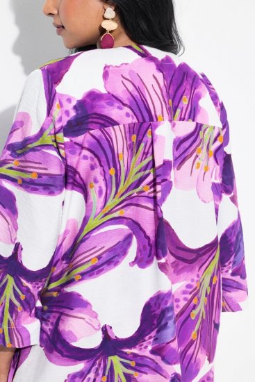 Ulla Popken 838105 Cardigan aperto da annodare Viola - Cardigan - Cardigan da donna taglie forti