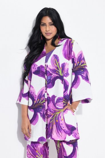 Ulla Popken 838105 Cardigan aperto da annodare Viola - Cardigan - Cardigan da donna taglie forti