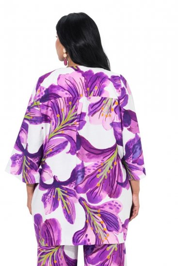 Ulla Popken 838105 Cardigan aperto da annodare Viola - Cardigan - Cardigan da donna taglie forti