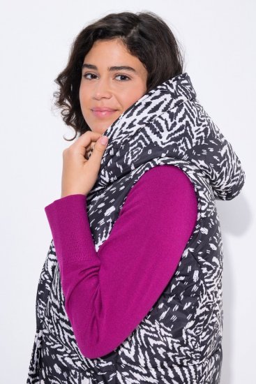 Ulla Popken 838435 Gilet lungo trapuntato stampato Nero - Gilet - 