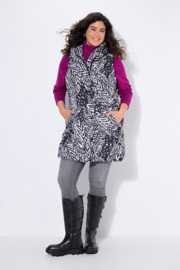 Ulla Popken 838435 Gilet lungo trapuntato stampato Nero - Gilet - 