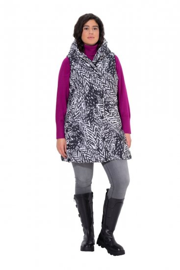 Ulla Popken 838435 Gilet lungo trapuntato stampato Nero - Gilet - 