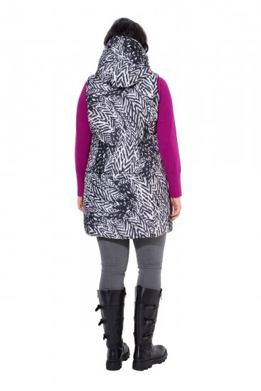 Ulla Popken 838435 Gilet lungo trapuntato stampato Nero - Gilet - 