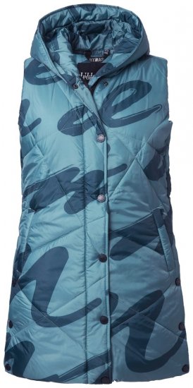 Ulla Popken 838435 Gilet lungo trapuntato stampato Verde grigio - Gilet - 
