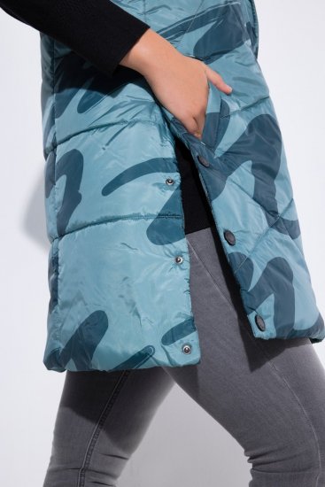 Ulla Popken 838435 Gilet lungo trapuntato stampato Verde grigio - Gilet - 