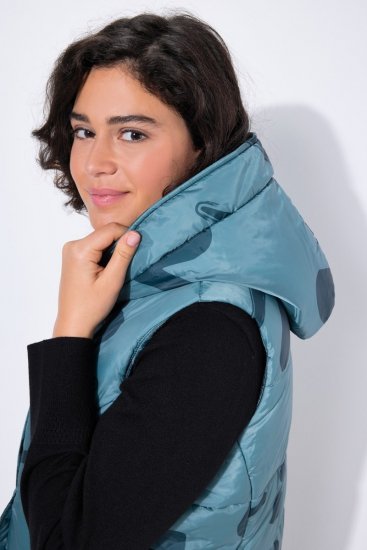 Ulla Popken 838435 Gilet lungo trapuntato stampato Verde grigio - Gilet - 