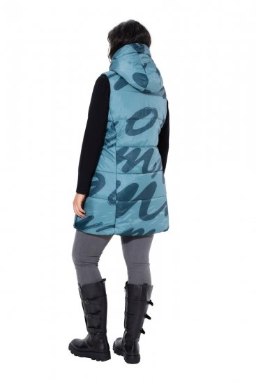 Ulla Popken 838435 Gilet lungo trapuntato stampato Verde grigio - Gilet - 