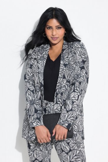 Ulla Popken 838656 Blazer a fiori Bianco - Blazer - Blazer Taglie Forti da Donna