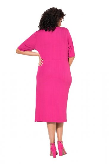 Ulla Popken 838765 Abito in jersey a maniche corte con scollo a V Rosa - Abiti - Vestiti per tutte le taglie