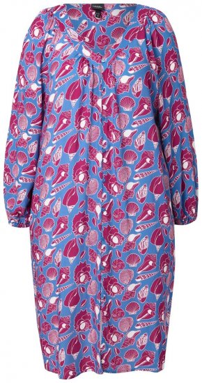 Ulla Popken 838839 Abito chemisier fantasia Petrolio - Vestiti midi - Abiti midi taglie comode