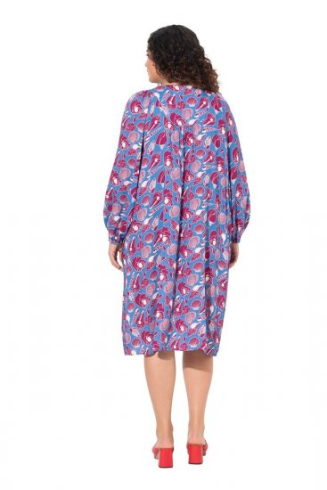 Ulla Popken 838839 Abito chemisier fantasia Petrolio - Vestiti midi - Abiti midi taglie comode