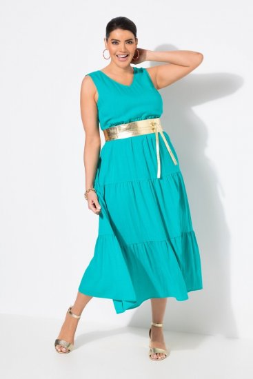 Ulla Popken 839135 Abito lungo senza maniche Turchese - Vestiti maxi - Abiti maxi taglie forti