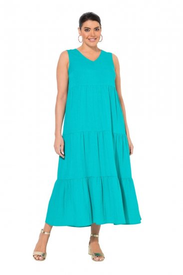 Ulla Popken 839135 Abito lungo senza maniche Turchese - Vestiti maxi - Abiti maxi taglie forti