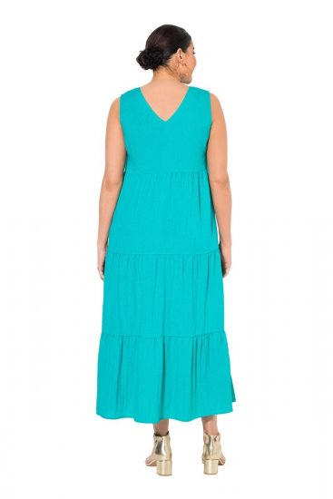 Ulla Popken 839135 Abito lungo senza maniche Turchese - Vestiti maxi - Abiti maxi taglie forti
