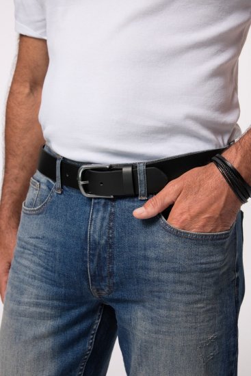 JP1880 839374 Cintura effetto pelle con fibbia in metallo Nero - Accessori - Accessori per uomo