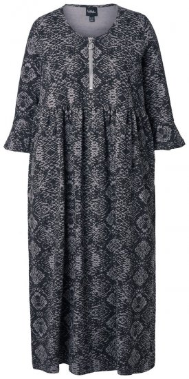 Ulla Popken 839518 Abito animalier con maniche a 3/4 Antracite - Vestiti maxi - Abiti maxi taglie forti
