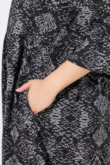 Ulla Popken 839518 Abito animalier con maniche a 3/4 Antracite - Vestiti maxi - Abiti maxi taglie forti