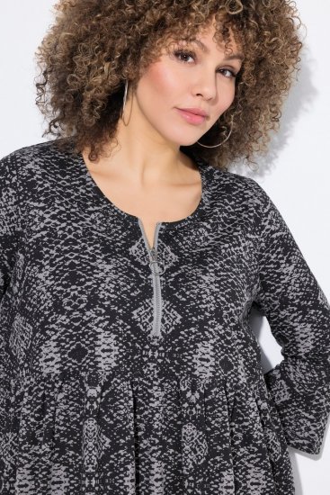 Ulla Popken 839518 Abito animalier con maniche a 3/4 Antracite - Vestiti maxi - Abiti maxi taglie forti