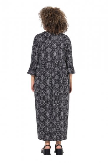 Ulla Popken 839518 Abito animalier con maniche a 3/4 Antracite - Vestiti maxi - Abiti maxi taglie forti