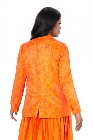 Ulla Popken 839607 Blazer in raso stampato Arancione chiaro - Blazer - Blazer Taglie Forti da Donna