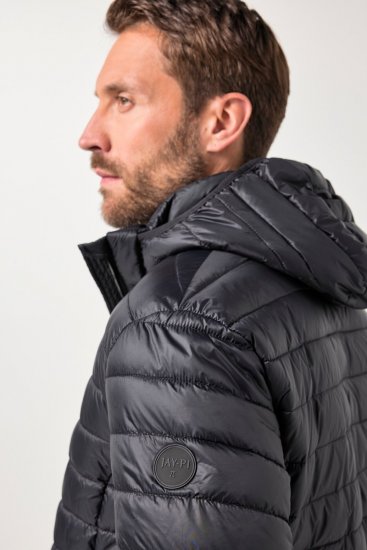JAY-PI Lightly Quilted Jacket with a Hoodie Black - Giubbotti - Giubbotti Uomo Taglie Forti
