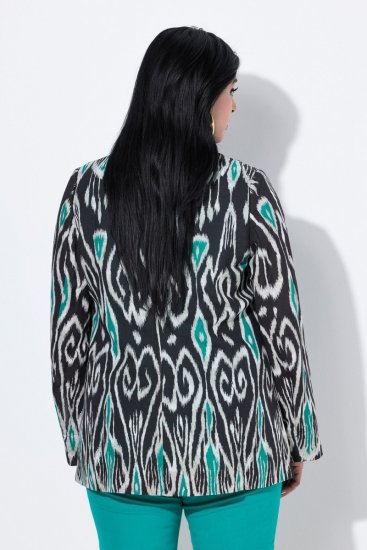 Ulla Popken 839961 Blazer fantasia in misto lino Nero - Blazer - Blazer Taglie Forti da Donna