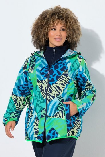 Ulla Popken 840024 Giacca antipioggia animalier Verde menta - Abbigliamento antipioggia - 