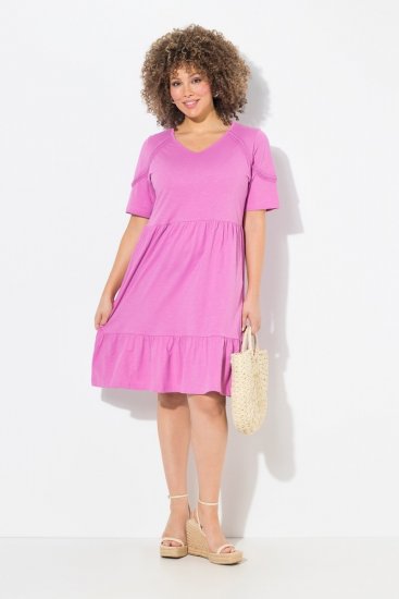 Ulla Popken 840115 Abito in jersey a maniche corte Rosa - Abiti in jersey - 