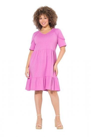Ulla Popken 840115 Abito in jersey a maniche corte Rosa - Abiti in jersey - 