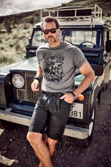 JP1880 Beer King Design Vintage Looking T-Shirt Gray - Magliette - Magliette Uomo Taglie Forti