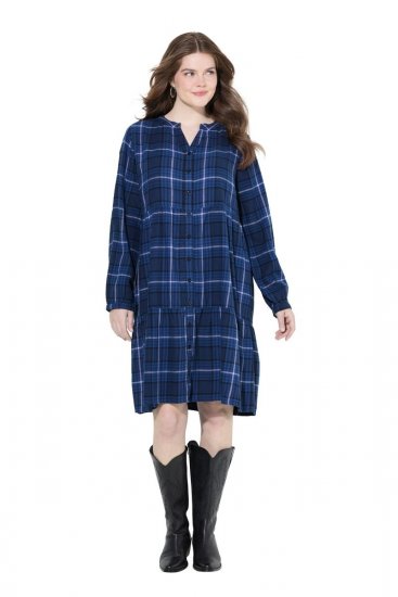 Ulla Popken 840929 Abito a quadri Blu scuro - Vestiti midi - Abiti midi taglie comode