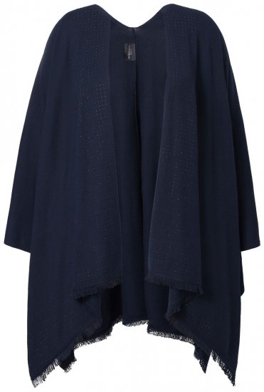 Ulla Popken 841117 Poncho in maglia oversize con strass Blu scuro - Poncho e mantelle - 