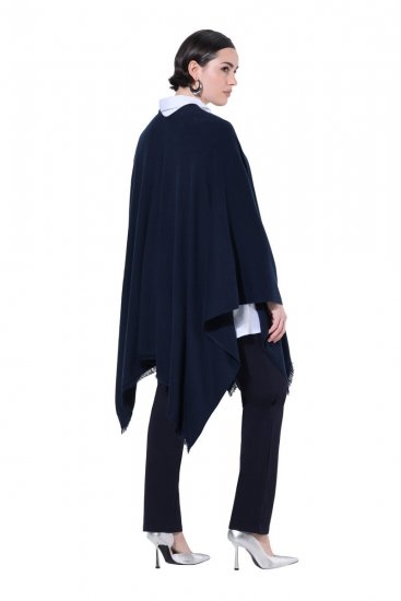 Ulla Popken 841117 Poncho in maglia oversize con strass Blu scuro - Poncho e mantelle - 