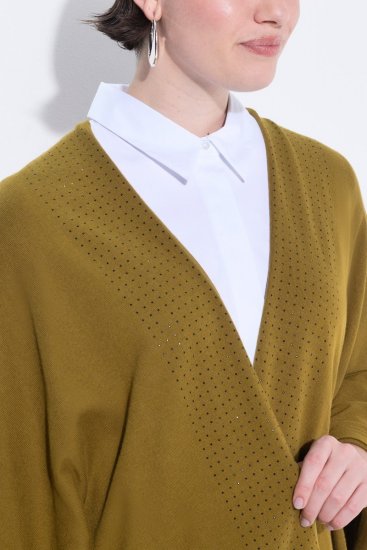 Ulla Popken 841117 Poncho in maglia oversize con strass Verde oliva - Poncho e mantelle - 
